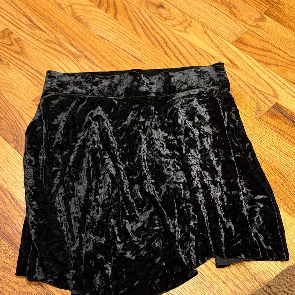 Free People Black Velvet Skater Skirt
